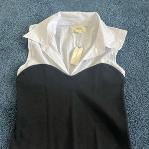 SOLD Maeve (Anthropologie) Black Top with white collar
